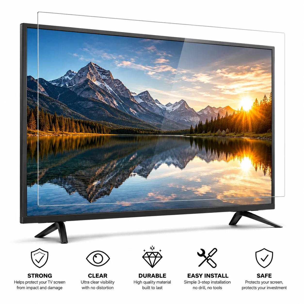 LIXGATE clear screen protector in front of a television